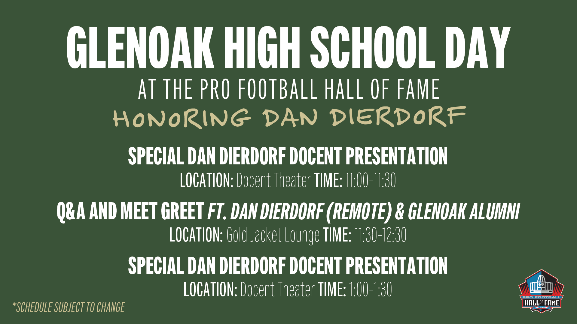 Glen Oak Schedule TV 1